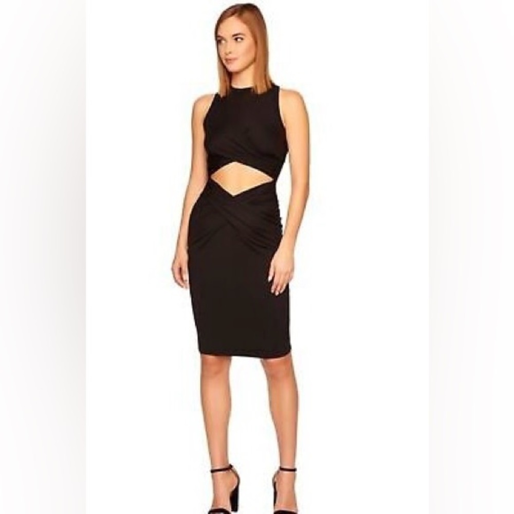 NWT Susana Monaco Black Cut Out Wrap Front Dress Size XL